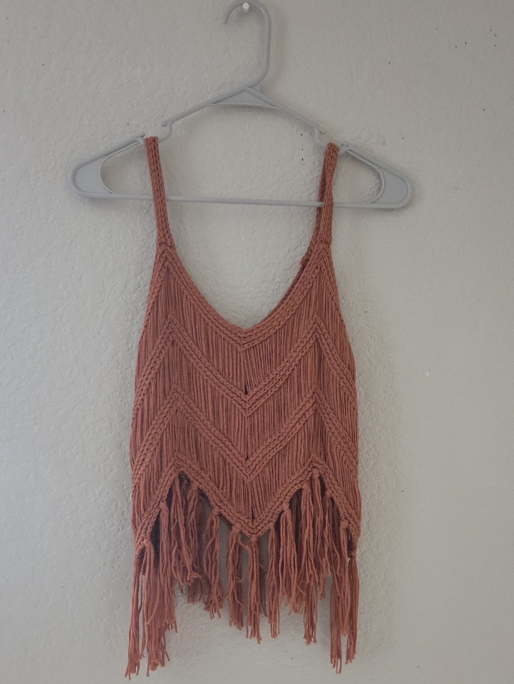 Boho Crochet Fringe Tank Top — Rust Orange